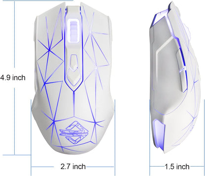 AJ52 Watcher RGB Gaming Mouse, Programmable 7 Buttons, Ergonomic LED Backlit USB Gamer Mice Computer Laptop PC, for Windows Mac Linux OS, Star White