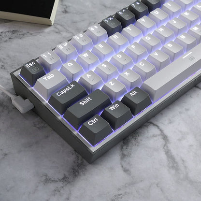 K617 Fizz 60% Wired RGB Gaming Keyboard, 61 Keys Hot-Swap Compact Mechanical Keyboard W/White and Grey Color Keycaps, Linear Red Switch, Pro Driver/Software Supported