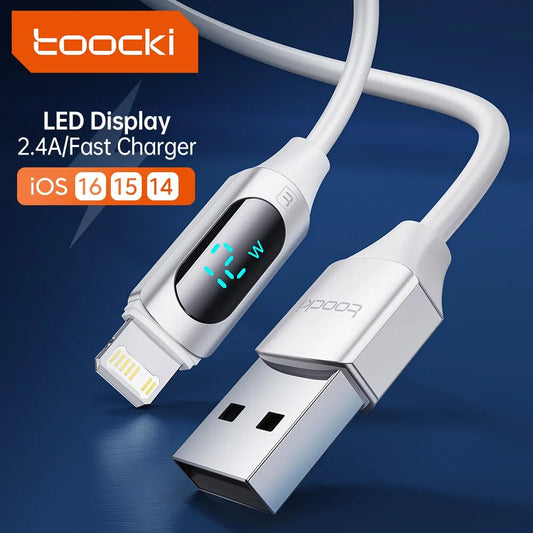 Display USB Cable for Iphone Charger 14 13 12 11 Pro Max X XS XR Fast Charging Liquid Silicon Charger Lighting Cable Wire