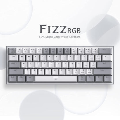 K617 Fizz 60% Wired RGB Gaming Keyboard, 61 Keys Hot-Swap Compact Mechanical Keyboard W/White and Grey Color Keycaps, Linear Red Switch, Pro Driver/Software Supported
