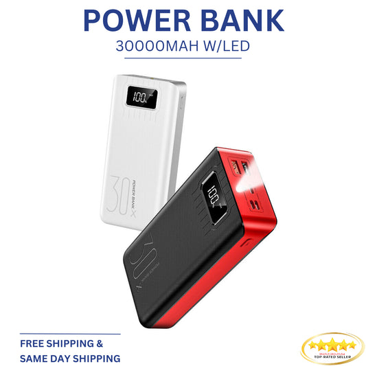 Portable Fast Charger 30000Mah Power Bank Dual USB External Battery LED Display