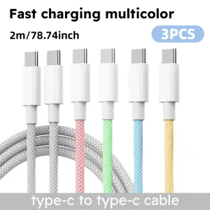 3PCS 6FT 60W USB-C Fast Charge Cables